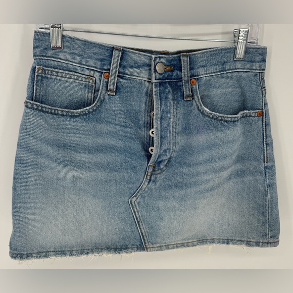 Madewell Button Fly Rigid Denim Jean Mini Skirt - Picture 3 of 14